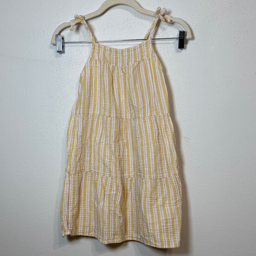 Cat & Jack Yellow and White Striped Dress with Pink Accent